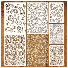 6pcs Paisley Stencil for Painting Walls Large Drawing large, white