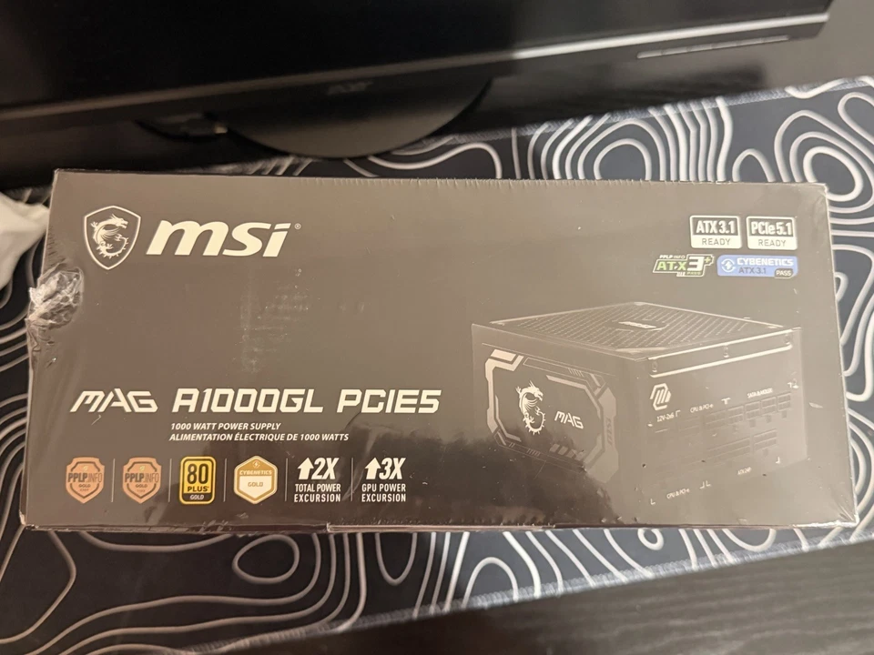 Fuente de alimentación modular MSI MPG A1000GS 1000W 80+ PCIE5 dorada, nueva sellada Foto 4 de 4