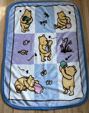 Disney Classic Winnie The Pooh Plush Fleece Blanket Crown Crafts Vintage