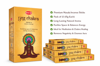 HEM YOG Chakra incense sticks  Pack of 12 |  Spiritual Gift Set & Meditation