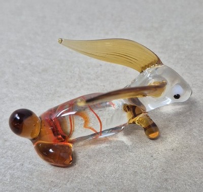 Vintage mundgeblasenes Glas Hase Kaninchen Figur Miniatur