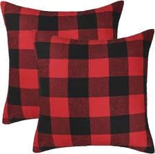 Set of Check Plaid Throw Pillow Covers Cushion Case Polyester for  Home Decor 
