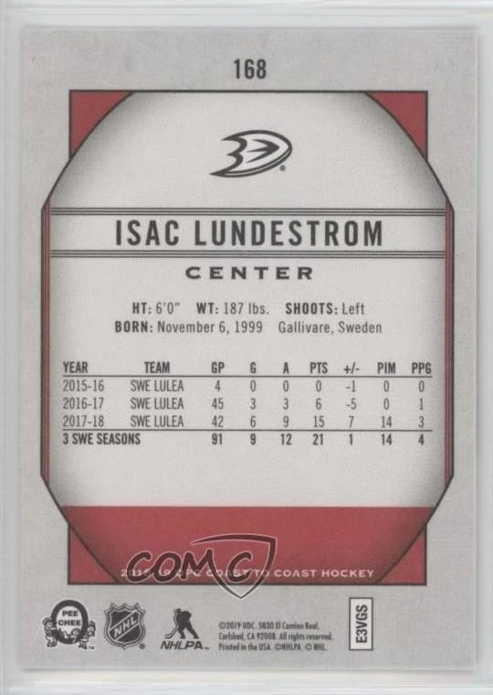 2018-19 O-Pee-Chee Coast to Canadian Tire Rookies SSP Isac Lundestrom Rookie RC - Image 2 of 2