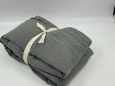 New West Elm Signature TENCEL Linen Duvet Cover, Cognac, Aegean Green/ Blue