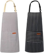 2 Pack Aprons for Women with 2 Pockets, Kitchen Cooking Apron for Men Adjus...