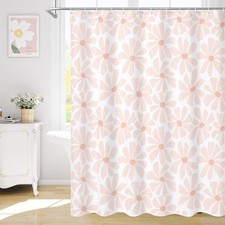Blush Pink Daisy Floral Shower Curtain, Boho 72"W x 72"L Pack of 1 Blushpink