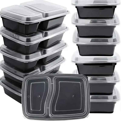 10er Set Meal Prep Boxen mit 2 Fächer Deckel Container Frischhaltedosen Lunchbox