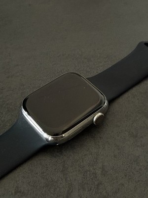 Apple Watch Series 7 45mm Stainless Steel & Ceramic Case with Sport Band S/M GPS