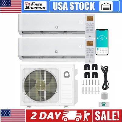 GRVEE 🔥🔥20K BTU Dual 2 Zone Mini Split Air Conditioner 20 SEER2 12000 + 12000 BTU AC