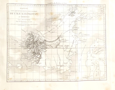 OZEANIEN GRAVUR '' KARTE VON KALI ̈MANTAN ODER BORNEO ''