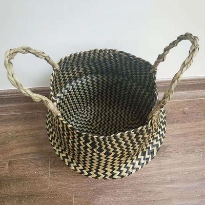 Rattan Klappkorb Seetang Weidenkörbe Home Storage Einfache Dekoration (L)
