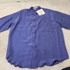 vintage christine parker 100 silk Purple button up shirt Large NWT