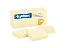 Highland Sticky Notes, 1.5 x 2 Inches, Yellow, 12 Pack 1.5" x 2", Yellow 