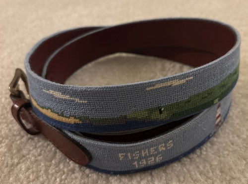 ~Smathers & Branson~Fishers Island Golf Club~Needlepoint Belt~NICE!~Mens Size 44