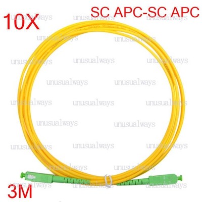 10PCS SC/APC 3M SC/APC 3.0mm Jumper Simplex Mode Fiber Optic Patch Cord Cable