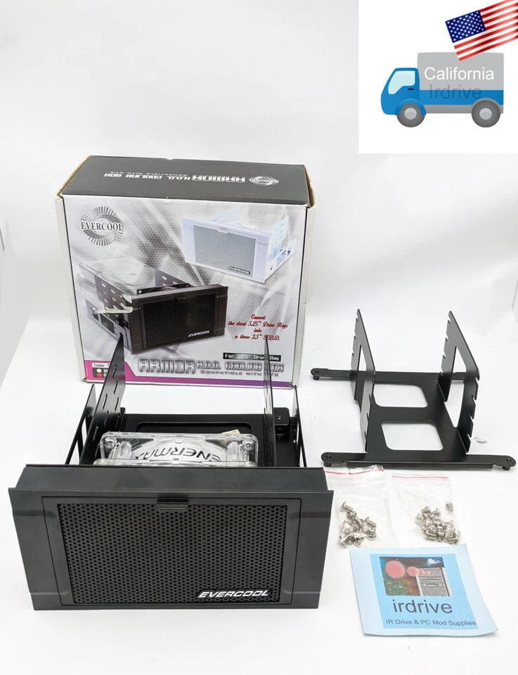 Evercool Black Armor Blue LED Fan Mod hard drive HDD Cooling Box for 3x 3.5" - Image 3 of 4