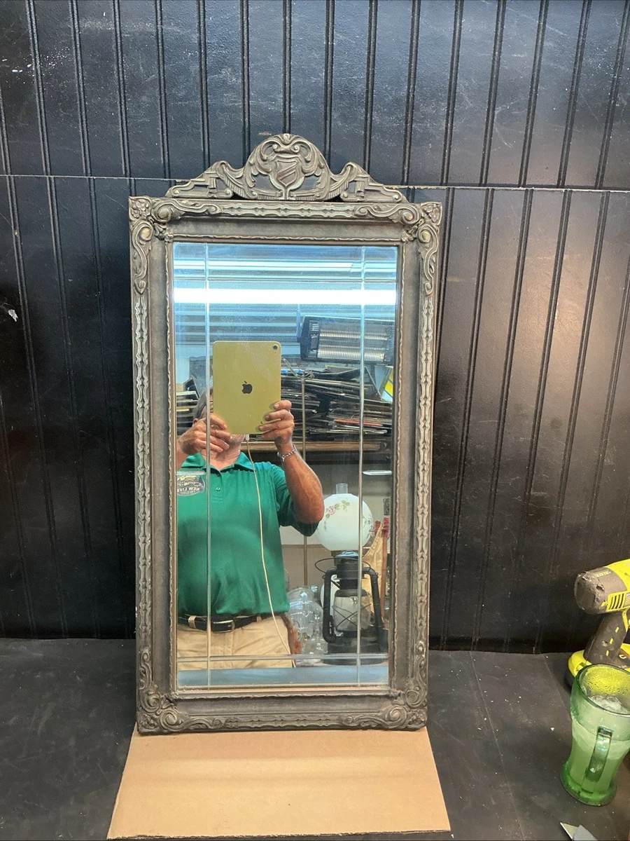 Antique 19th Century Victorian Parlor Etched Mirror 28”x15” Free Ship