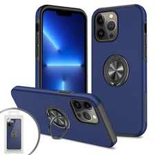 Emax Matte Hybrid Case w/Ring Stand for iPhone 13 Pro (6.1") - Blue