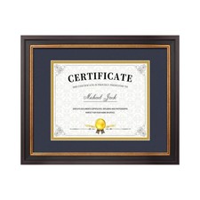 , 8x10 Diploma Frame with Navy Blue/Gold Double Mat or 11x14 Without Mat, B...