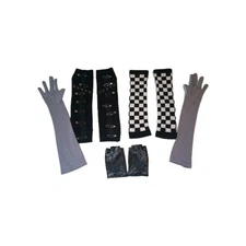 Lot Of Goth Emo Safety Pin Knit Arm Warmers Black White Long Fingerless Gloves 