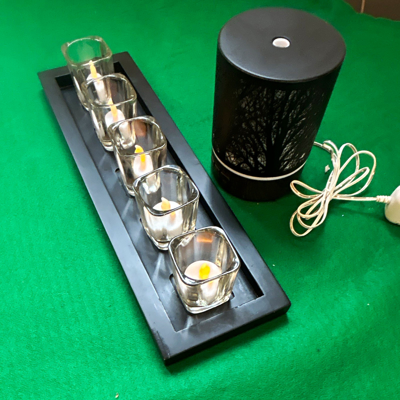 Vintage 5 Light Wood Brick & Aroma Diffuser Clean & Working