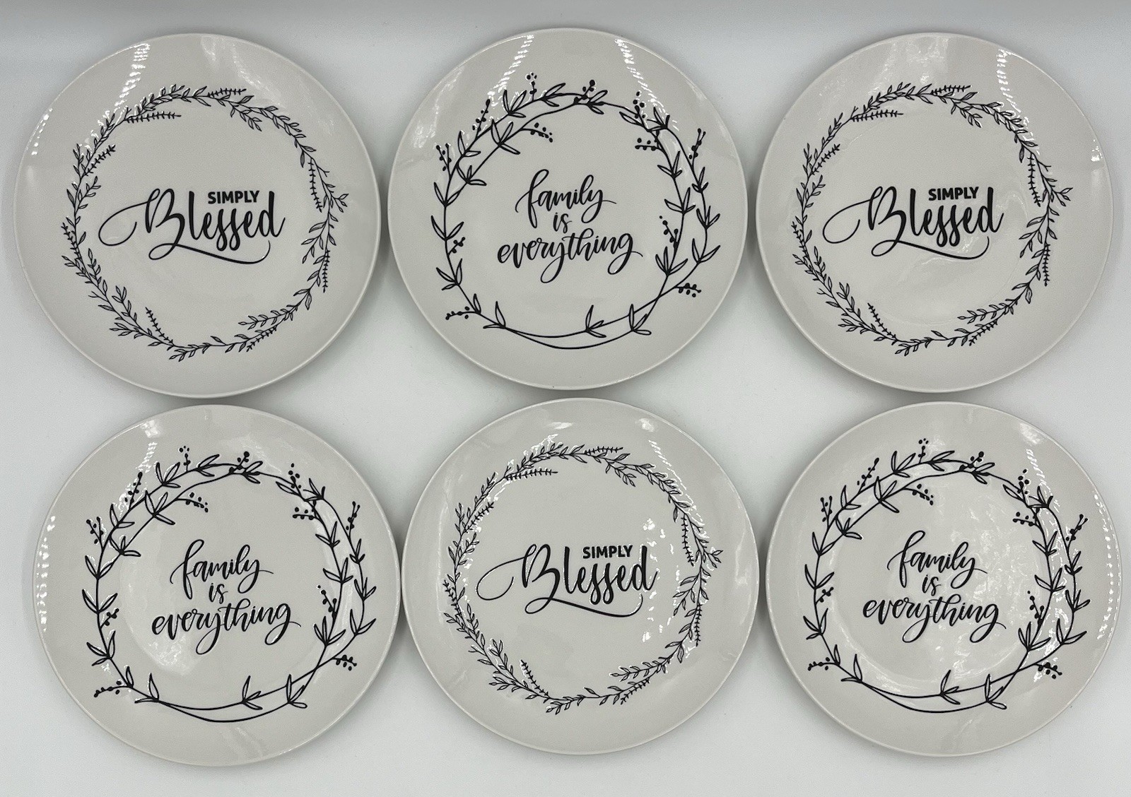 Of 6 Plates Wreath &ldquo;family&rdquo; &ldquo;blessed&rdquo;