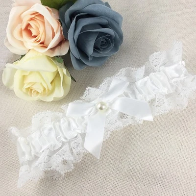 Plain Ivory Off White Bridal Garter Wedding Garter Gift for the Bride to Be Lace - Image 1 of 4