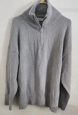 ANRABESS Women Overzise Sweater SZ XL GREY  1/4Zip Stand Up Collar 1/4 Zip