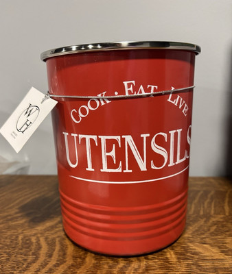 Walford Home Red Kitchen Utensil Holder Heavy Duty Metal and Powder-Coated Steel