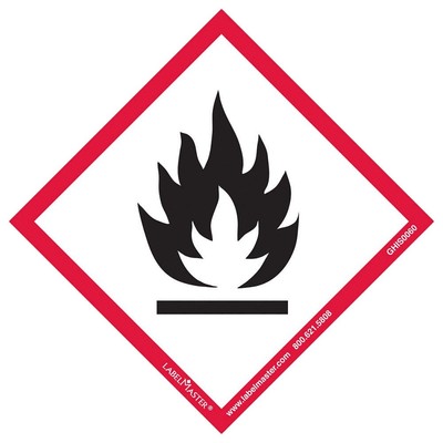 LABELMASTER GHIS0060 GHS Flame Label,4''H,4''W,PK100 35ZH36