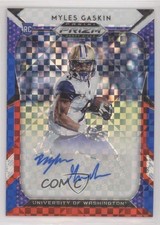 2019 Panini Prizm Draft Picks Red White & Blue 70/99 Myles Gaskin #132 Auto s7f