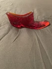 Vintage Fenton Amberina Daisy And Button Art Glass Slipper Shoe