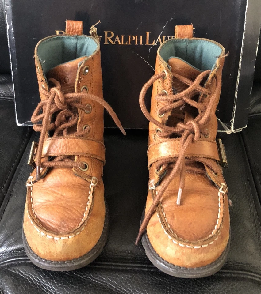 Botas Ralph Lauren masculinas Tan Ranger Hi II tamanho 1 - Imagem 4 de 4