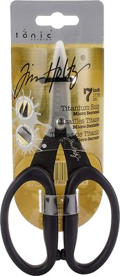 Tonic Studios Tim Holtz 817 Kushgrip Non Stick Micro Serrated Snips, 7'