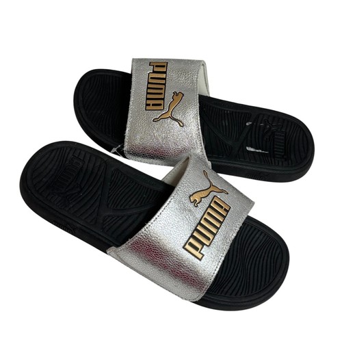 Puma Women Cool Cat 2.0 Slide Soft Leather Sandal Size 7 Silver/Gold/Black NEW - Picture 4 of 4