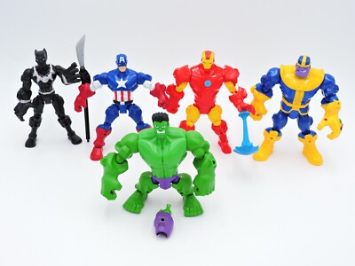 MARVEL SUPER HERO MASHERS Deluxe Battle Mash Pack THANOS Iron Man Capt America
