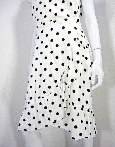 J Crew NWT Size 16 Cap Sleeve White Polka Dots Dress Ruffled Front V Neck - Picture 3 of 12