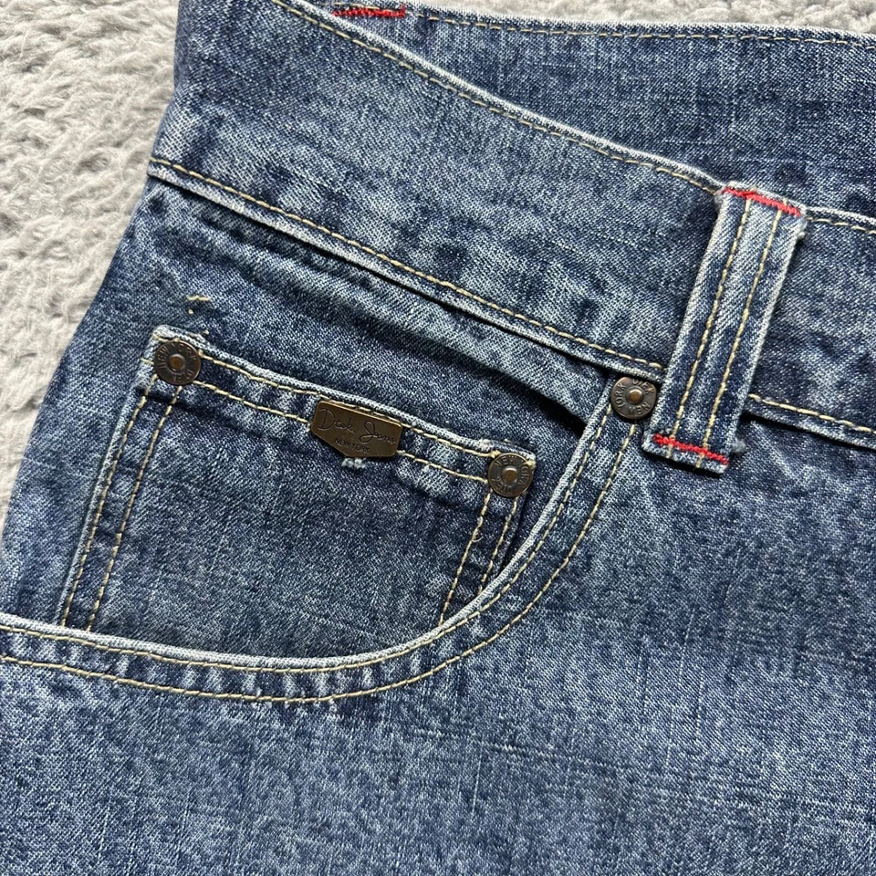 Jeans masculino vintage D-Tek 36x34 azul jeans folgado desbotado perna aba rolo - Imagem 4 de 4