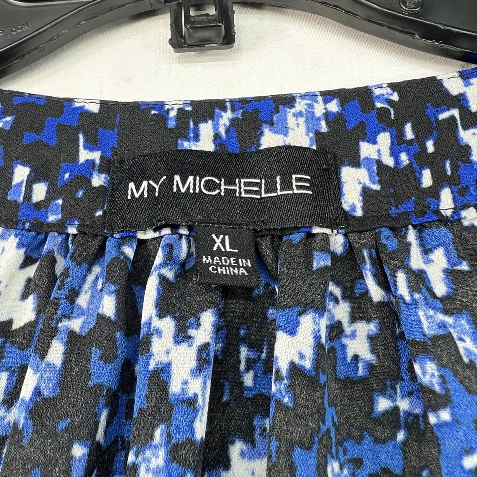 Blusa My Michelle para mujer talla XL azul negra manga 3/4 cuello en V ribete tejido Foto 3 de 4