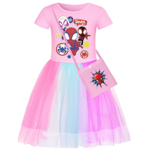 Girls Spider-Man Dress Rainbow Dress Birthday Party Cosplay Skirt Fancy Gifts - Picture 36 of 36
