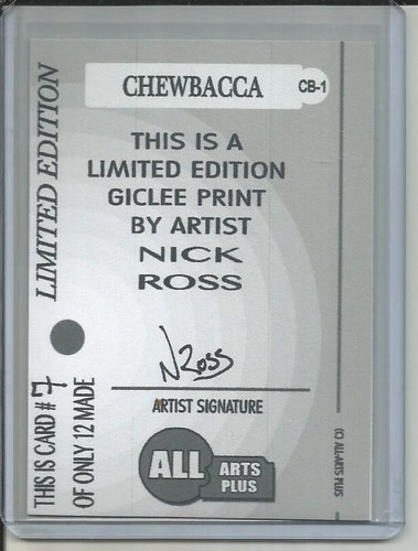 2016 CHEWBACCA STAR-WARS 7/12 ORIGINAL PRINT ART SKETCH CARD ARTIST SIGNED - Picture 2 of 2
