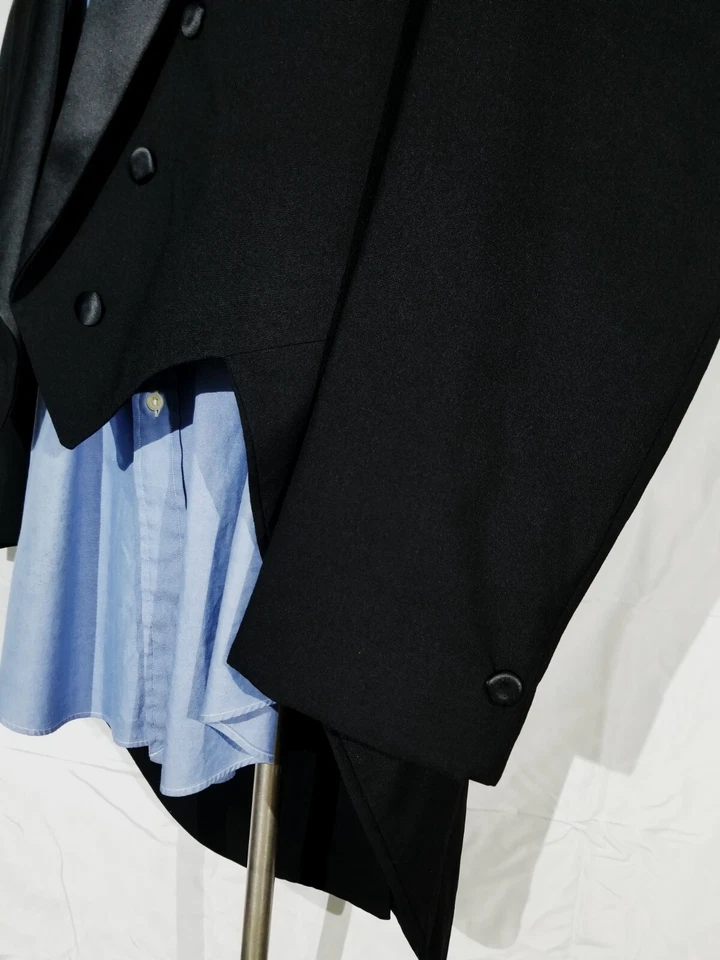 52L Vintage Raffianti Frock Blazer Tail Coat Black Jacket Tuxedo Coat - Image 2 of 4