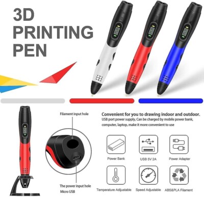 3D Printing Pen DIY Doodle Printer Drawing 12 Colours PLA Filament Gift For Kids