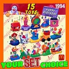 SET 15 McDonald's 1994 HAPPY Meal BIRTHDAY TRAIN Character Figure YOUR CHOICE