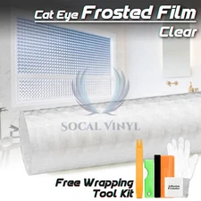 4FTx7FT Clear Cat Eye Frosted Film Glass Home Bathroom Window Security Privacy