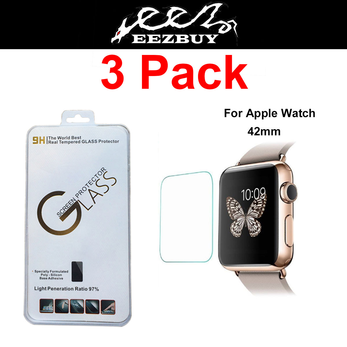 Pack Real Tempered Glass Film Screen Protector for Apple watch