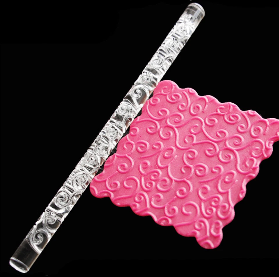 Transparent Acrylic Rolling Pin Embossed Wave Note Clay Texture Fondant Tool  - Image 4 of 4