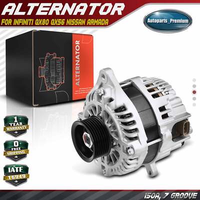 Alternator for INFINITI QX80 2014-2022 QX56 Nissan Armada 150A 12V CW 7-Groove