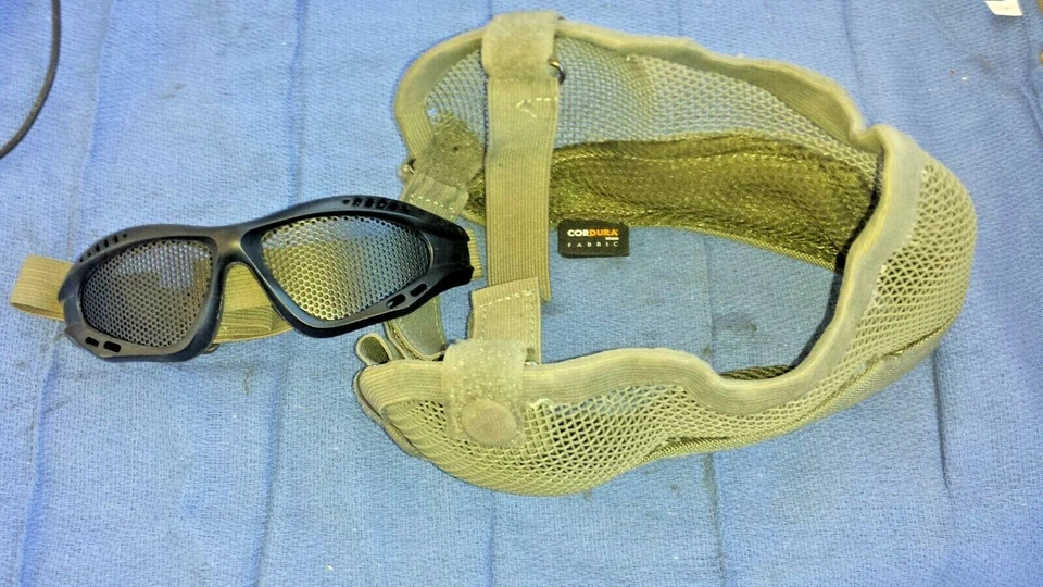 Combo de gafas máscara de airsoft media cara malla metálica TMC V2 OD/negro Foto 2 de 2