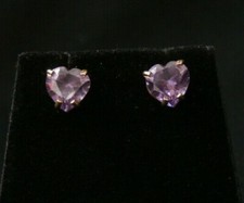 Stunning 14k Yellow Gold Amethyst Heart Shaped Earring Set. Make Offer 1687